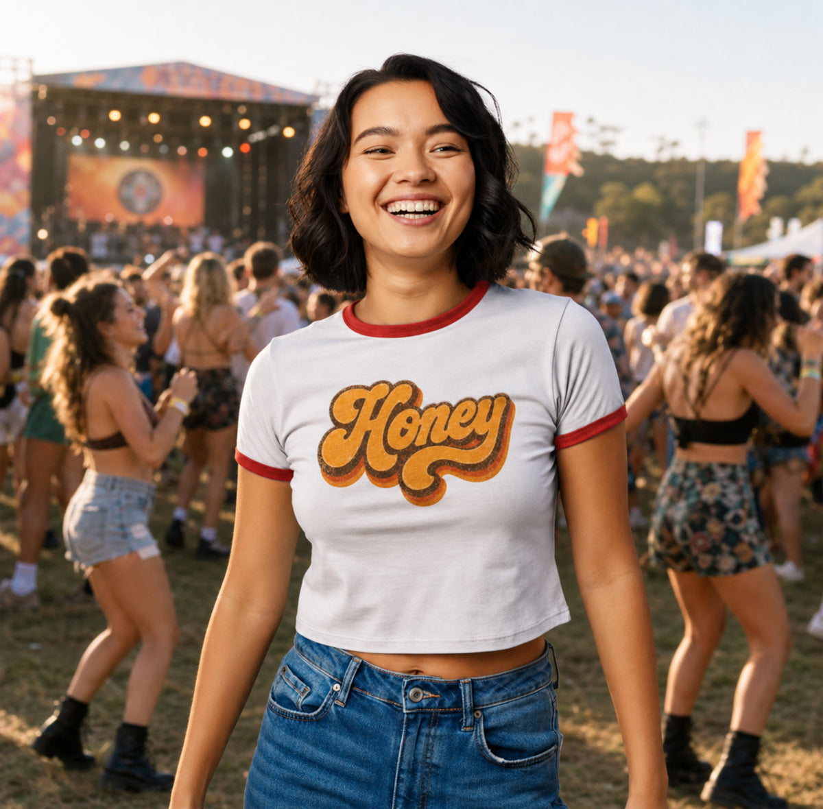 'Honey' - Girls Ringer Tee
