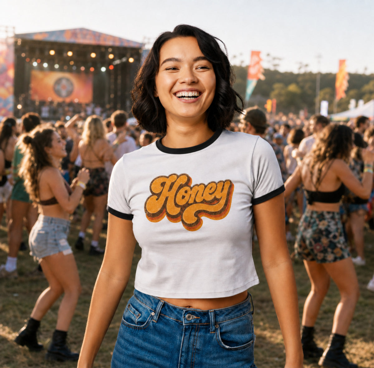 'Honey' - Girls Ringer Tee
